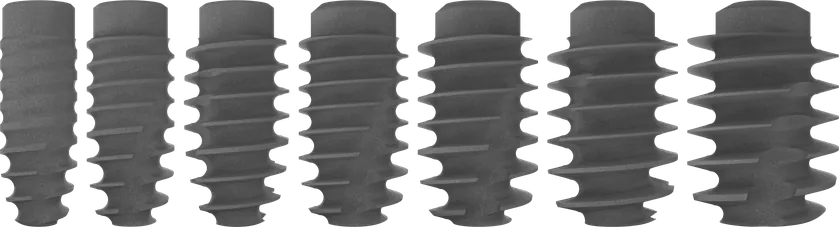 PACE implants Ø3.5 to Ø7.0 mm, 10 mm length